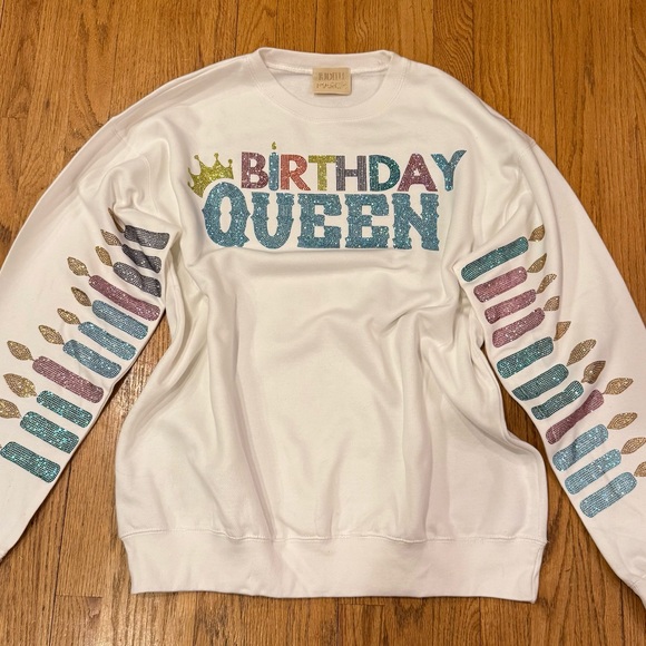 JUDITH MARCH BIRTHDAY QUEEN WHITE PULLOVER EMBELLISHED COTTON Size 1X - Picture 3 of 10